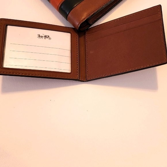 New Coach Tricolor Men's Leather Wallet with Removable Credit Card Holder - Picture 3 of 9